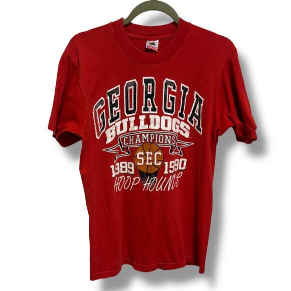 Fruit of the Loom Georgia Basketball Tee Red 1990 SEC Champions M Single Stitch - Picture 1 of 7